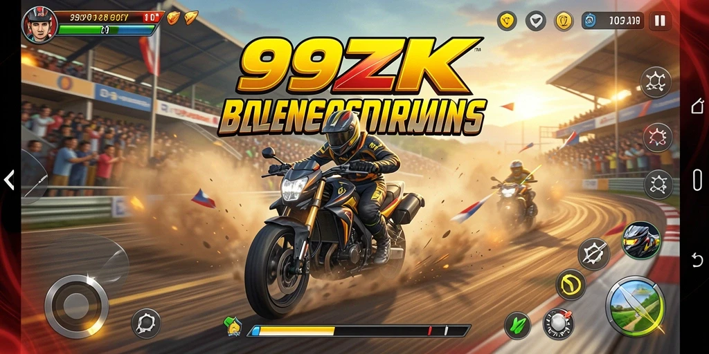 Screenshot yang menampilkan balapan seru di lintasan 99ZK.