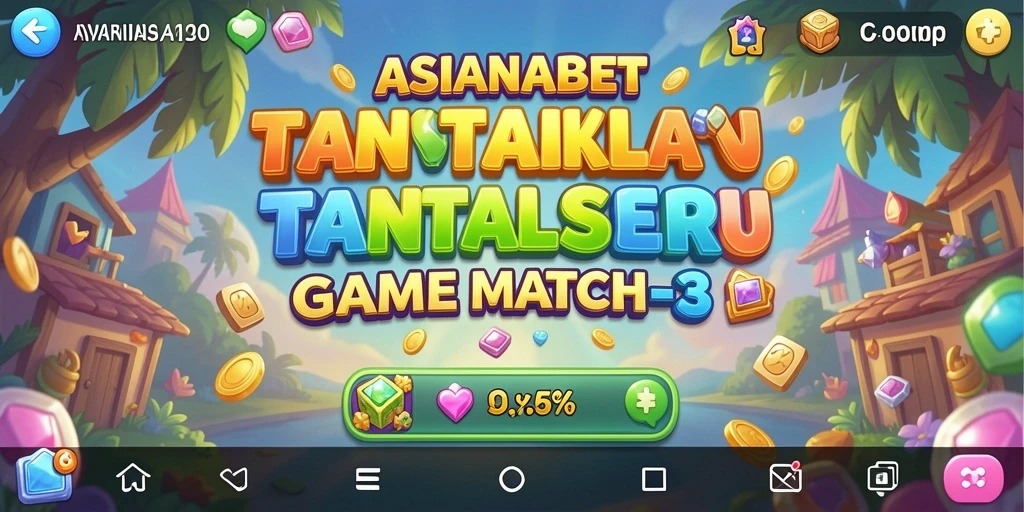 Tangkapan layar ASIANABET menampilkan gameplay Match-3 yang seru dan penuh warna.