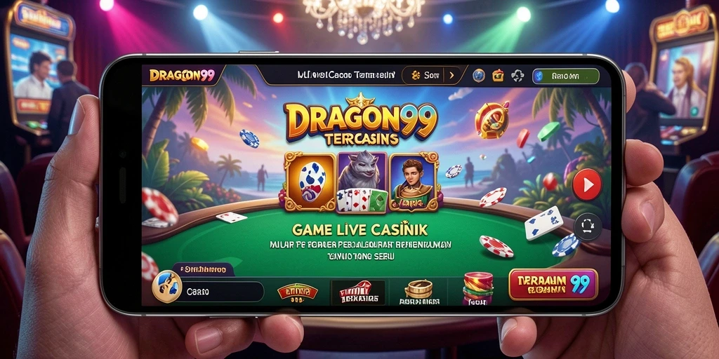 Screenshot gameplay DRAGON99 yang menampilkan dealer dan tabel Live Casino