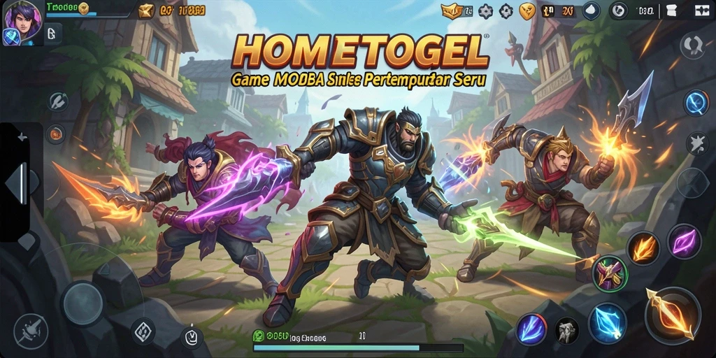Screenshot gameplay HOMETOGEL menampilkan karakter bertarung dengan efek visual yang menakjubkan.