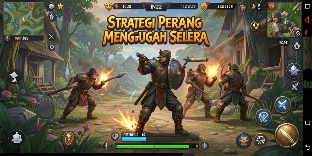Tangkapan layar gameplay IN22 yang menunjukkan pertarungan strategi yang seru.
