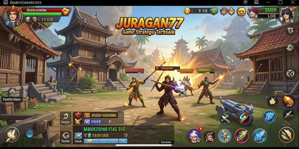 Screenshot utama JURAGAN77 menampilkan aksi strategi SLG yang seru.