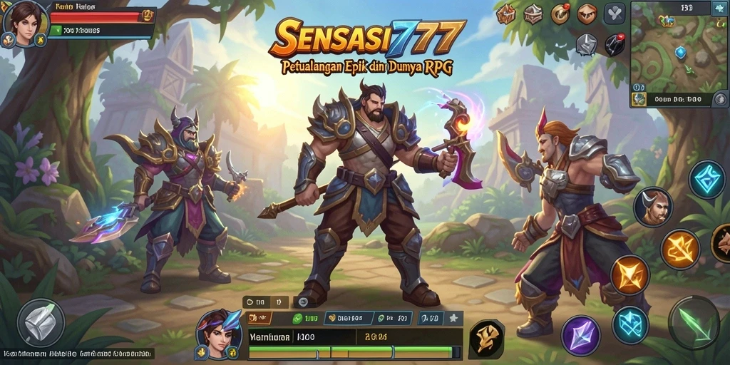 Screenshot gameplay SENSASI777 menampilkan karakter dalam aksi epik.