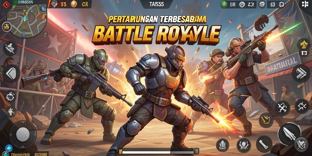 Screenshot TAR555 menampilkan aksi mendebarkan dalam pertarungan Battle Royale.