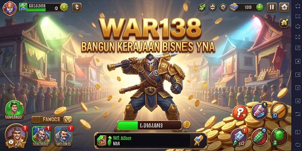 Screenshot gameplay WAR138 menampilkan aksi pengelolaan bisnis yang seru.
